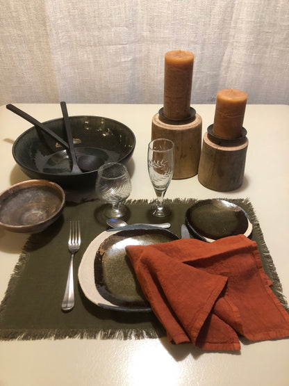 Serviettes de table en lin Terracotta